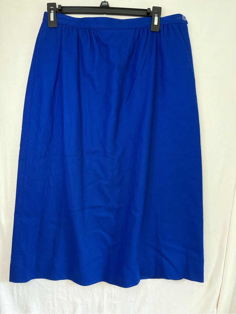 Women's VTG Pendleton Blue long A-Line Skirt 100% Virgin Wool w/pockets Size 14